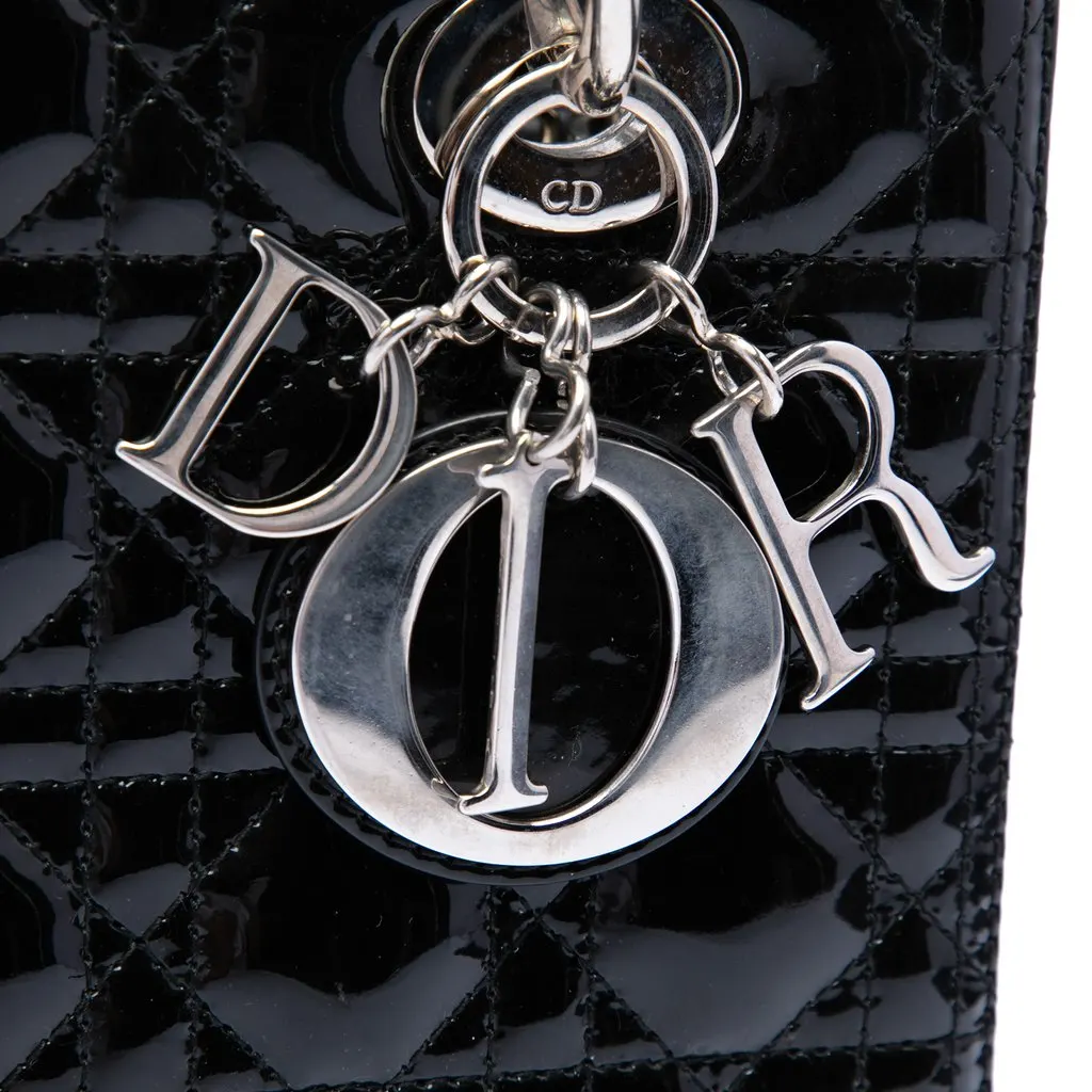 Dior Medium Patent Cannage Lady Dior Black Leather Very good - Box View