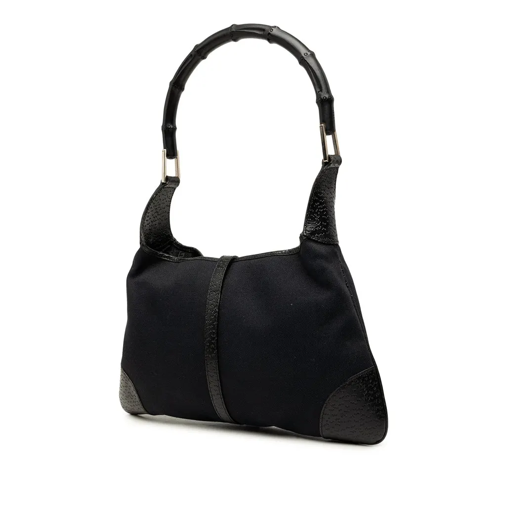 Gucci Canvas Bamboo Jackie Hobo Black Canvas Good - Back View