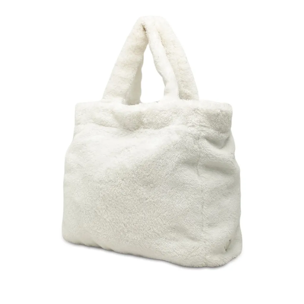 Prada Spugna Terry Cloth Logo Tote White Very good - Back View