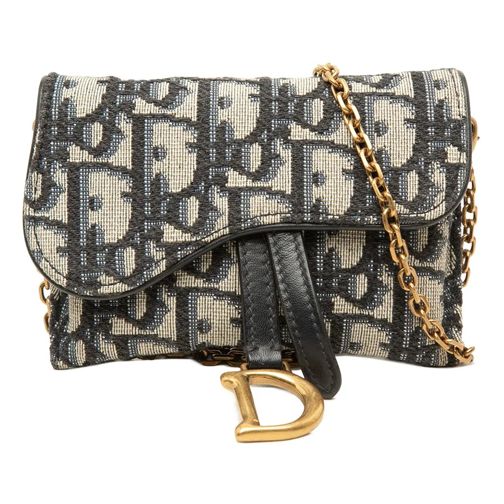 Dior Nano Oblique Canvas Saddle Chain Pouch