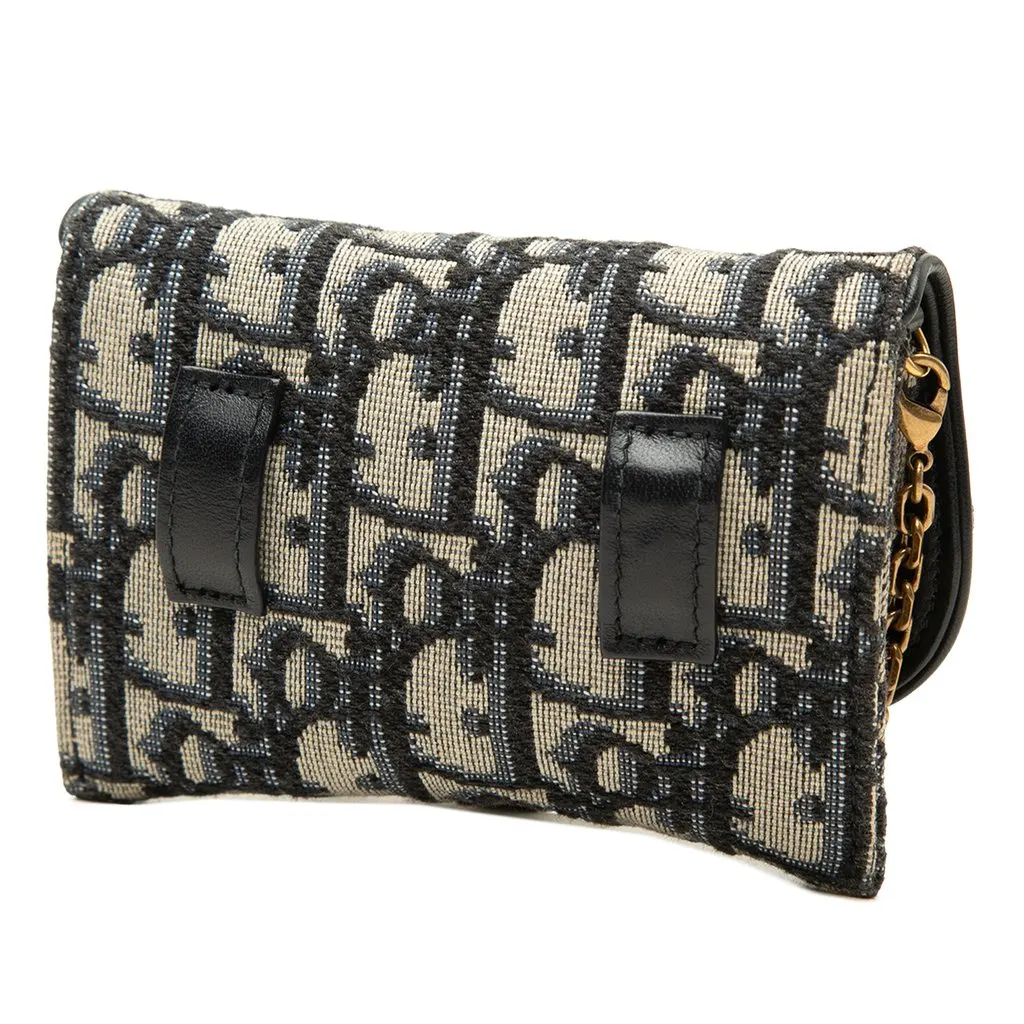 Dior Nano Oblique Canvas Saddle Chain Pouch Blue Canvas Very good - Back View