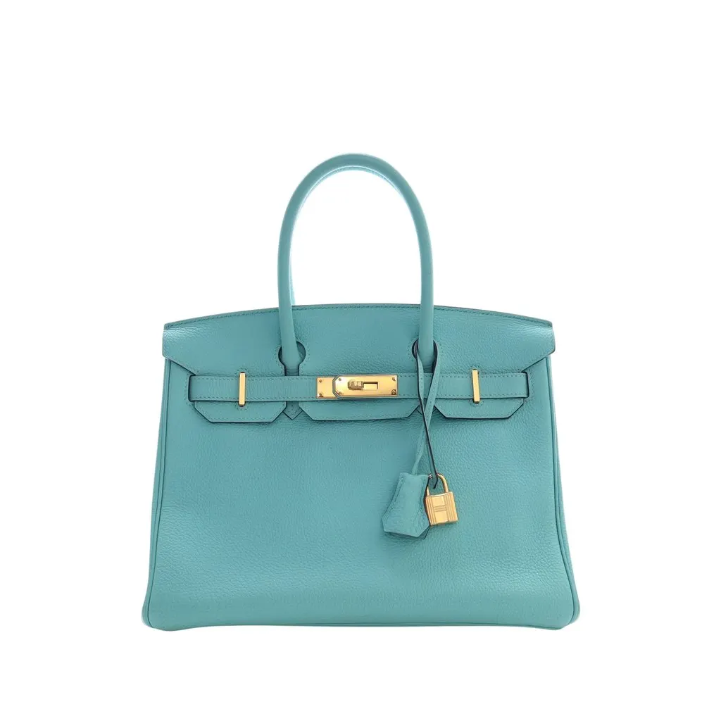 Hermès Togo Birkin Retourne 30 Blue Leather Very good - Front View
