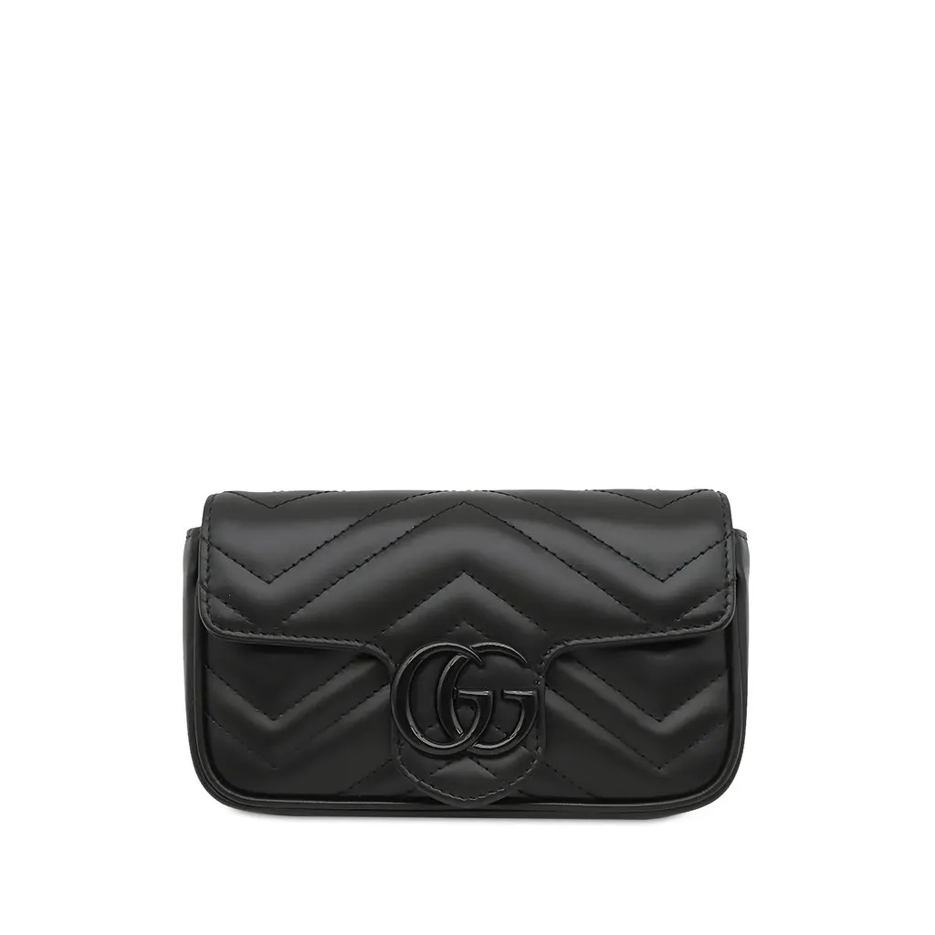 Gucci GG Marmont Matelasse Calfskin Monochrome Chain Belt Bag