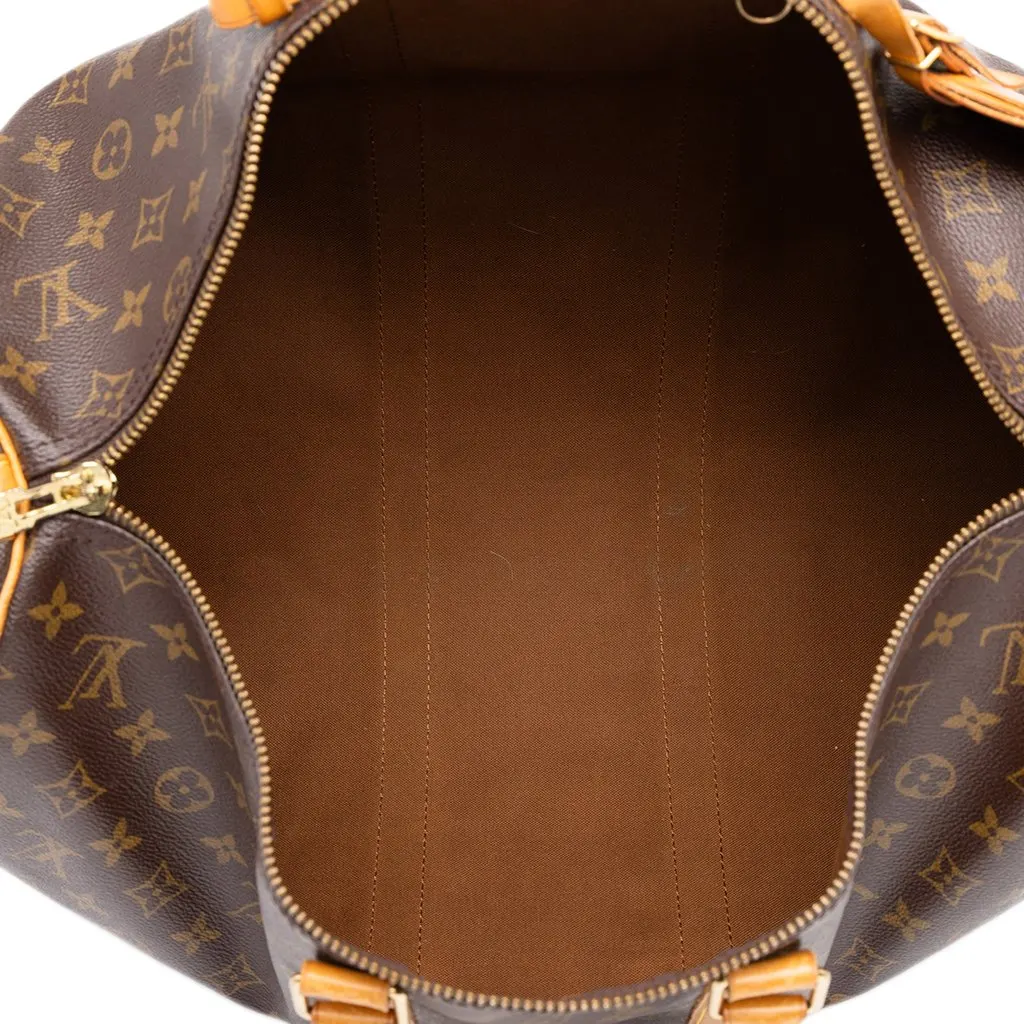 Louis Vuitton Monogram Keepall Bandouliere 45 Brown Canvas Good - Model View