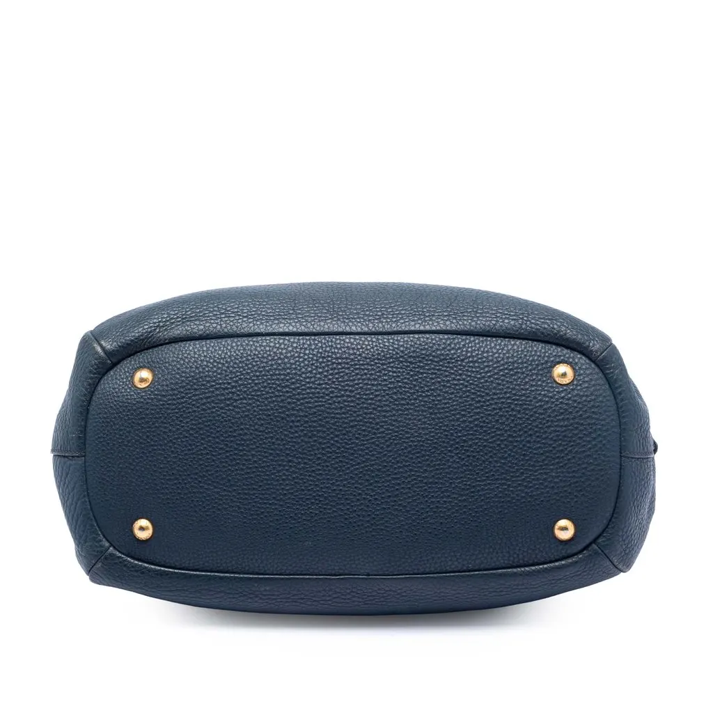 Prada Vitello Daino Sacca 2 Manici Convertible Tote Blue Leather Very good - Inside View