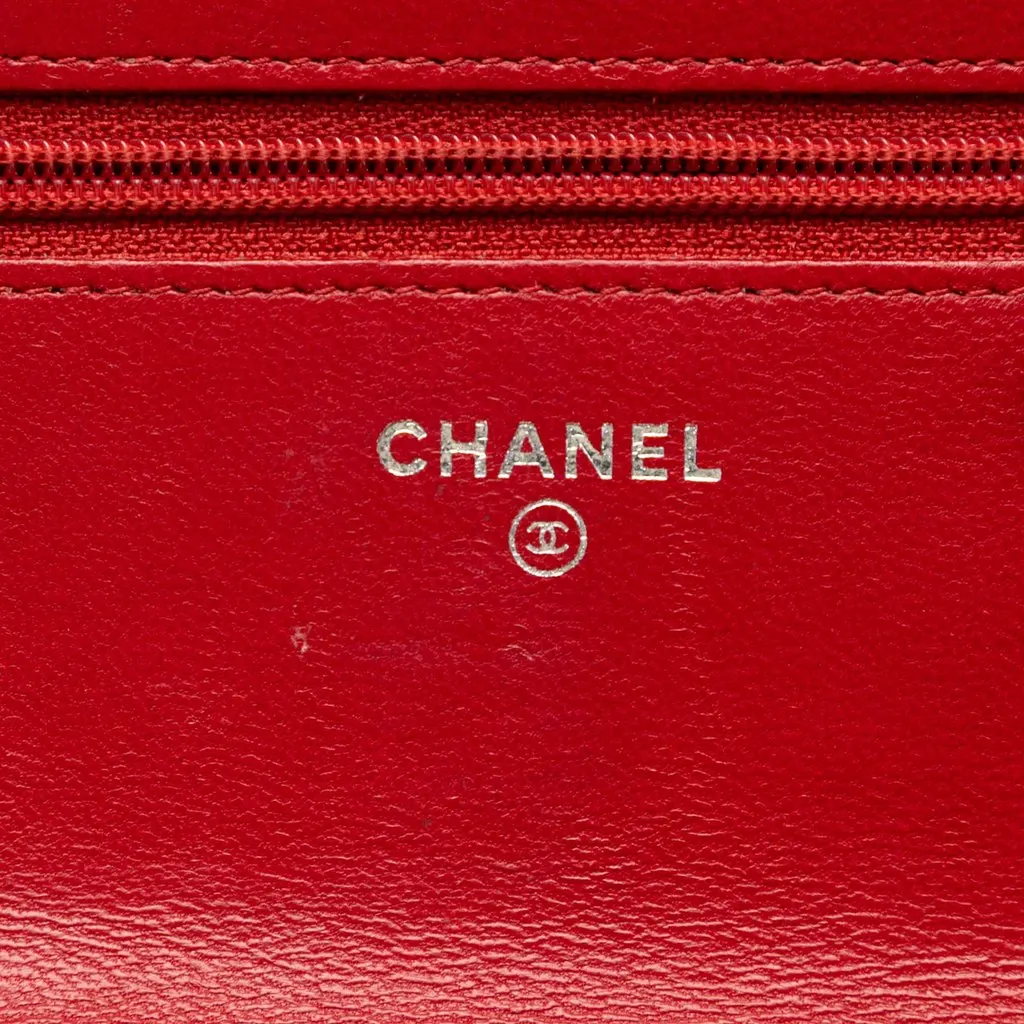 Chanel Quilted Lambskin Boy Wallet On Chain Red Leather Very good - Box View