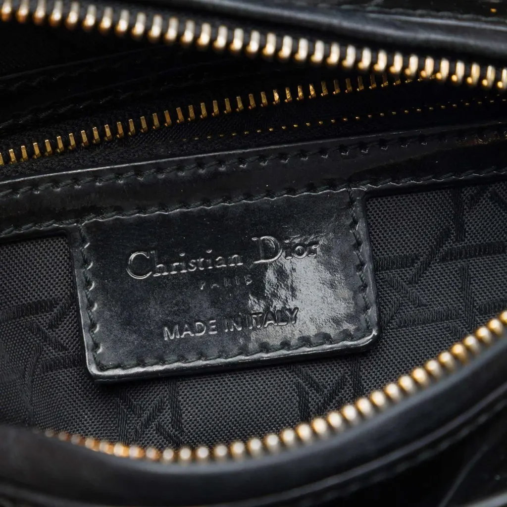 Dior Medium Patent Cannage Lady Dior Black Leather Good - Box View