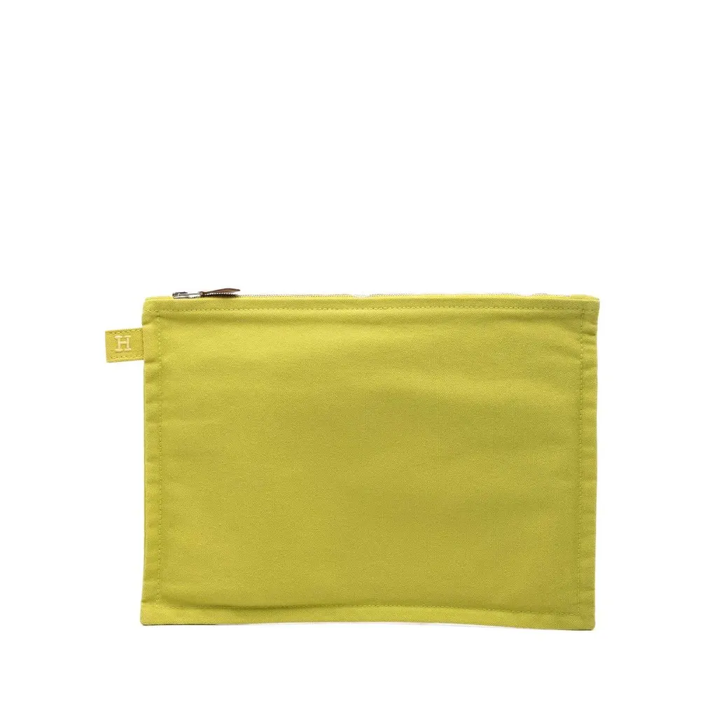 Hermès Toile Bora Bora Zip Pouch MM Green Canvas Very good - Front View