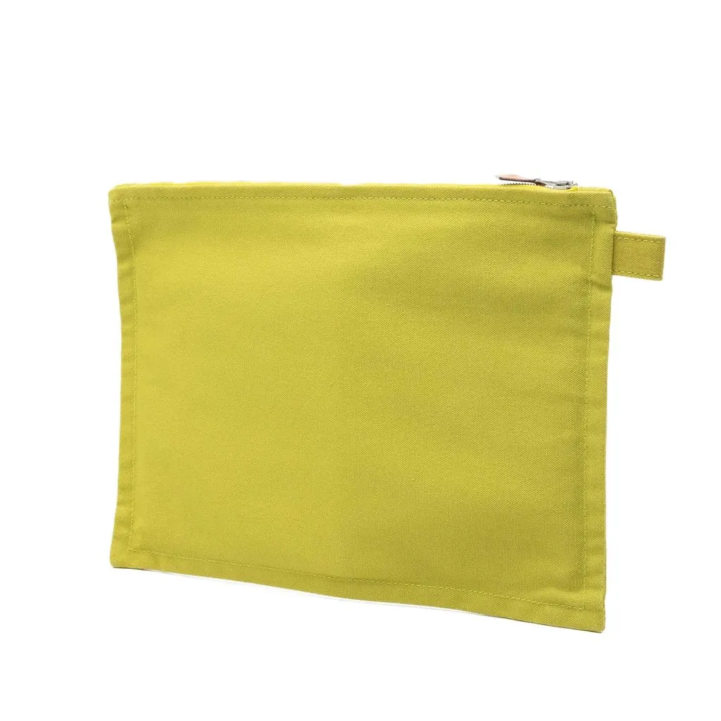 Hermès Toile Bora Bora Zip Pouch MM Green Canvas Very good - Back View