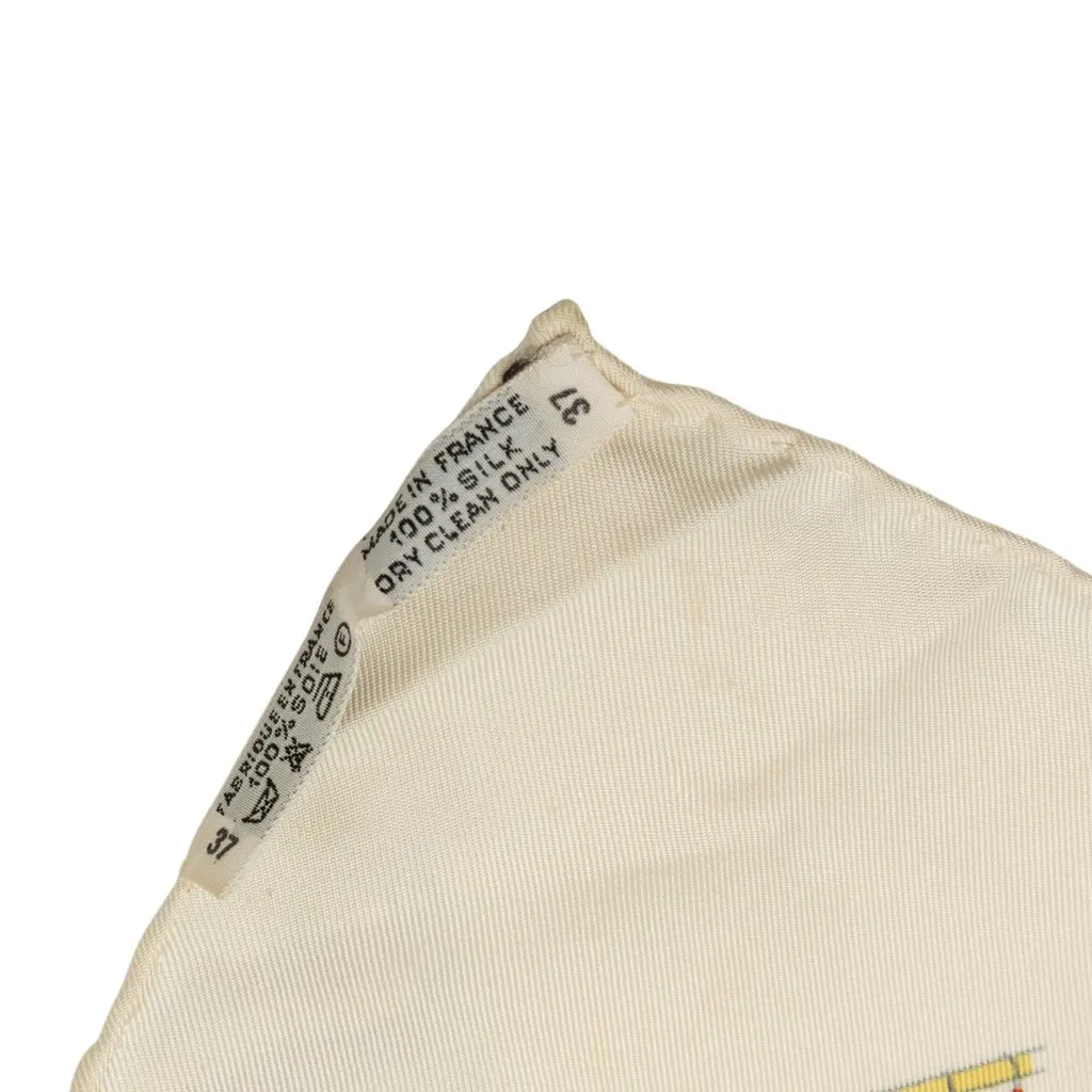 Hermès Pavois Silk Scarf 90 White Silk Good - Box View