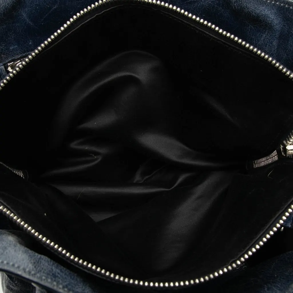 Miu Miu Crinkled Calfskin Convertible Tote Blue Leather Good - Model View