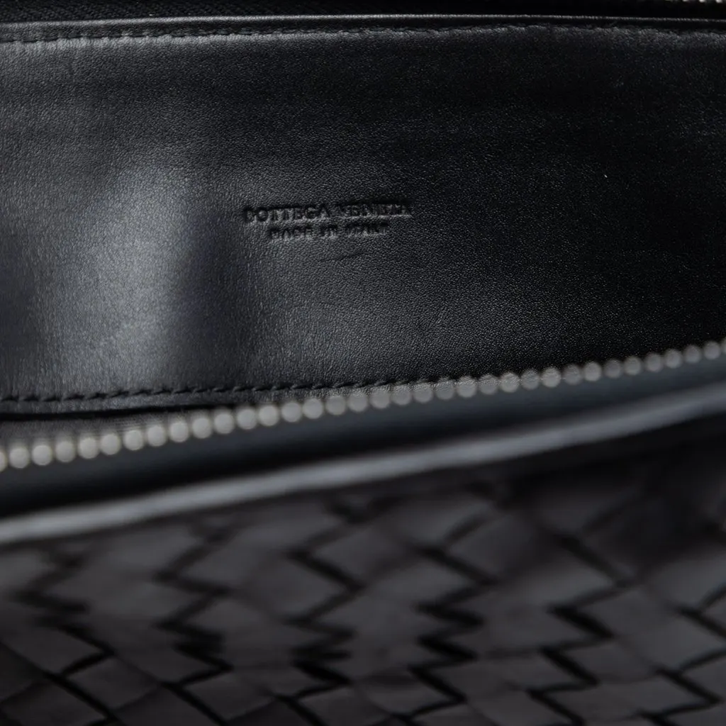Bottega Veneta Large Nappa Intrecciato Zip Pouch Blue Leather Very good - Box View