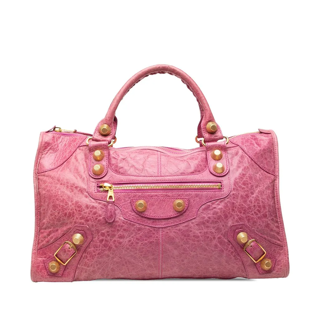 Balenciaga Lambskin Motocross Giant 21 Work Bag Pink Leather Good - Front View
