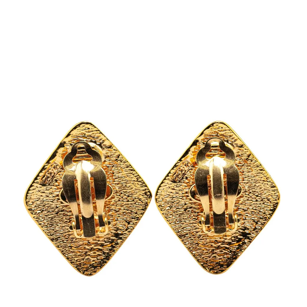 Chanel Gold Plated CC Clip On Earrings Gold Metal Very good - Back View