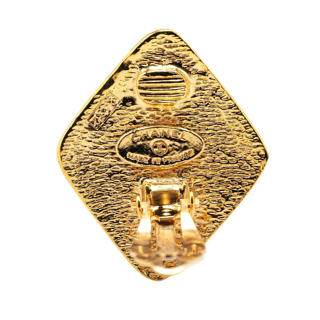 Chanel Gold Plated CC Clip On Earrings Gold Metal Very good - Inside View