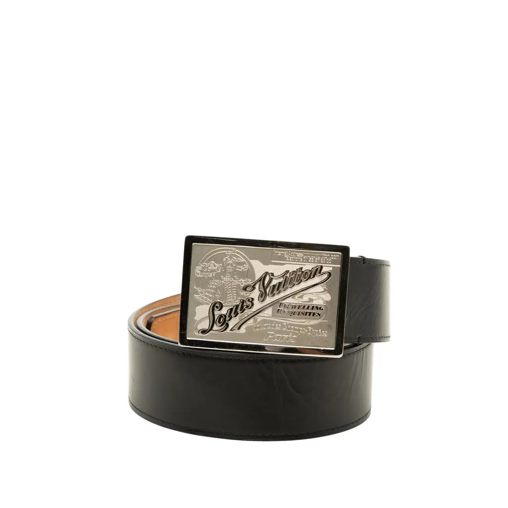 Louis Vuitton Leather Travelling Requisites Belt Black Leather Very good - Front View