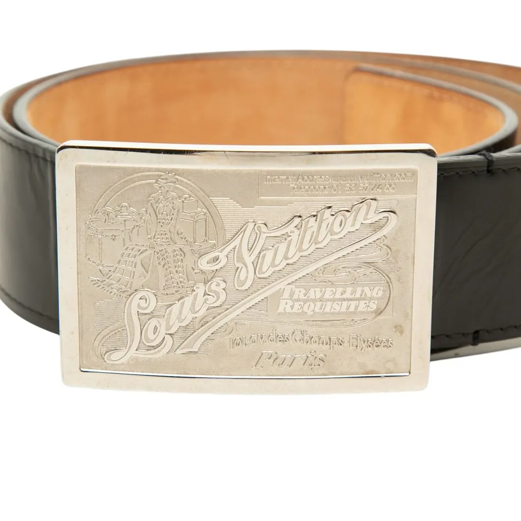 Louis Vuitton Leather Travelling Requisites Belt Black Leather Very good - Box View