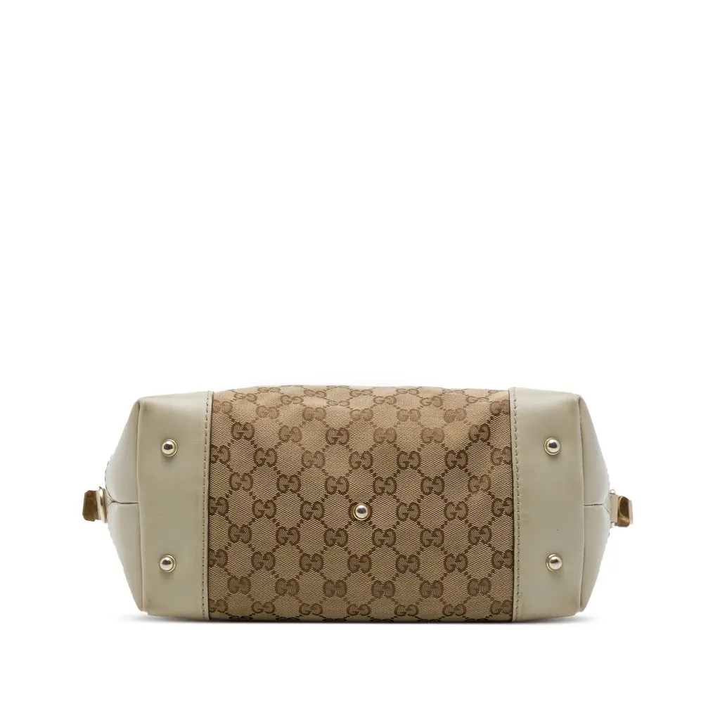 Gucci GG Canvas Heart Bit Satchel Brown Canvas Good - Inside View