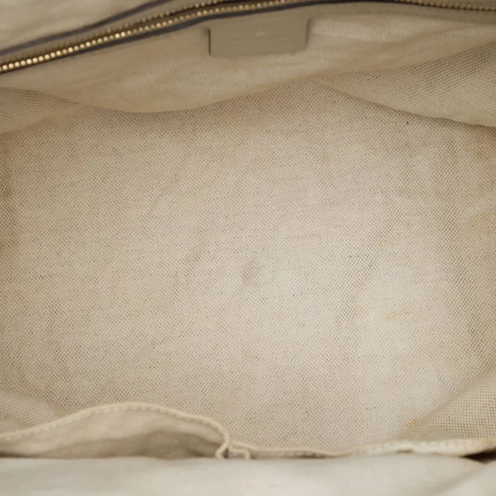 Gucci GG Canvas Heart Bit Satchel Brown Canvas Good - Model View
