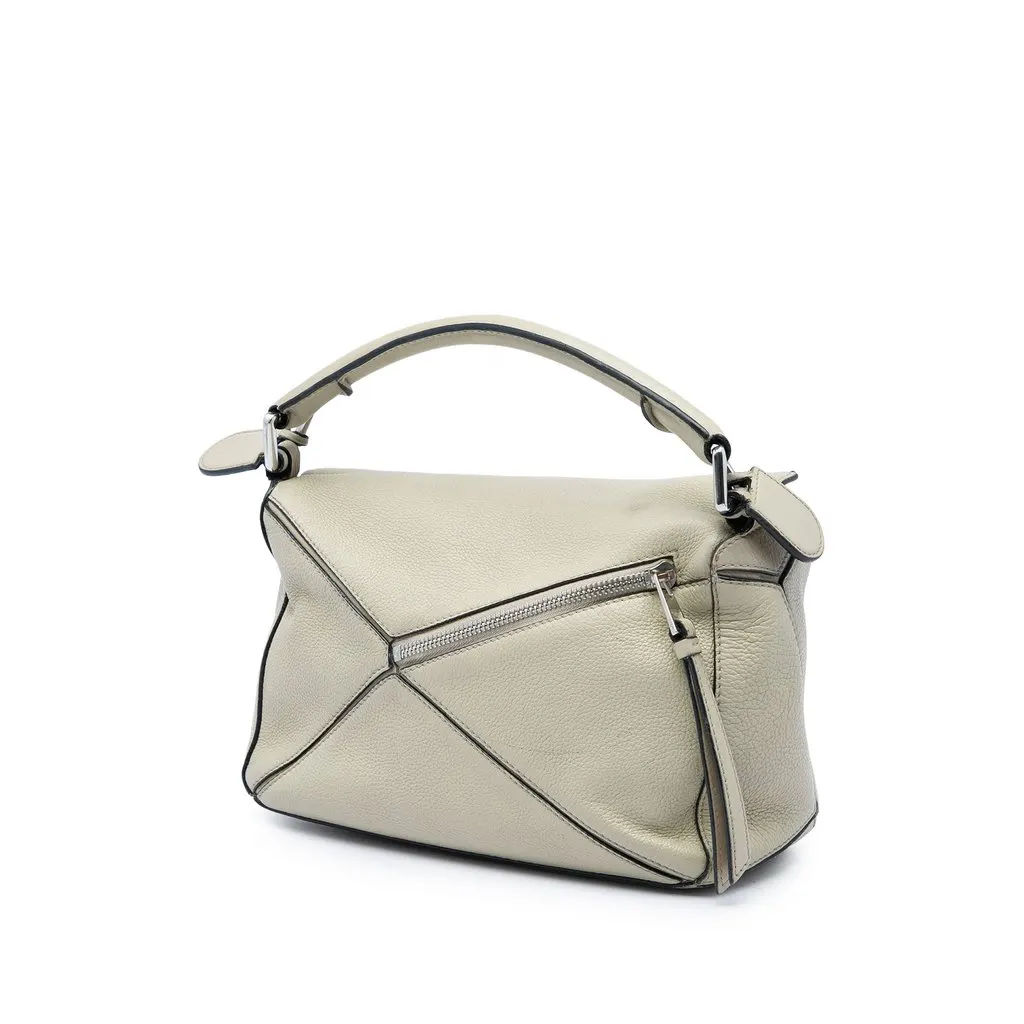 Loewe Small Calfskin Puzzle Satchel Brown Leather Good - Back View