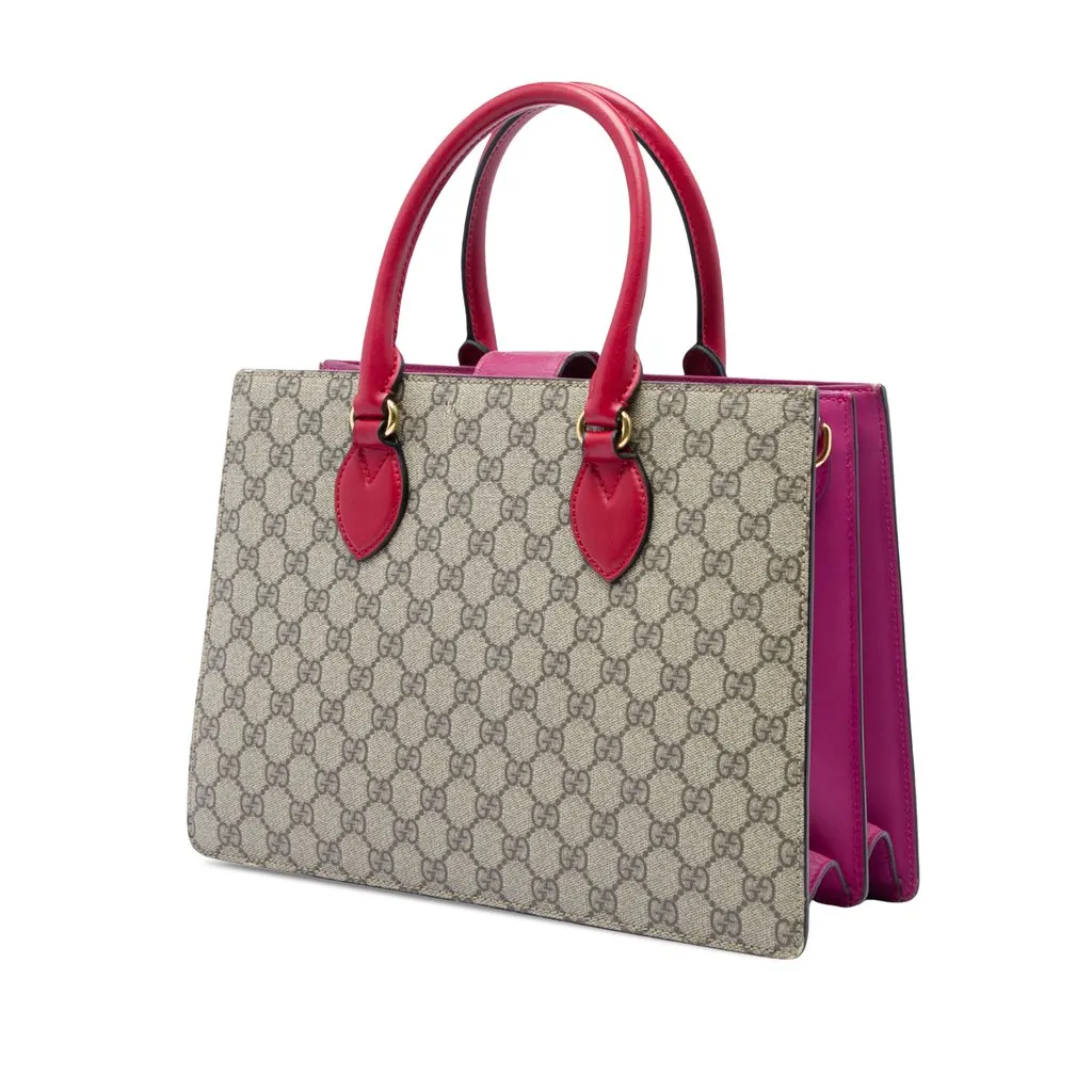 Gucci GG Supreme Convertible Top Handle Bag Beige Very good - Back View