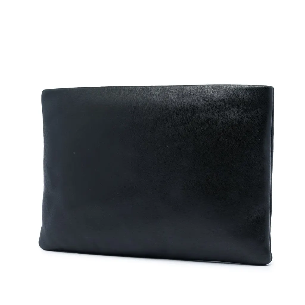 Saint Laurent Small Lambskin Calypso Zipped Pouch Black Leather Very good - Back View