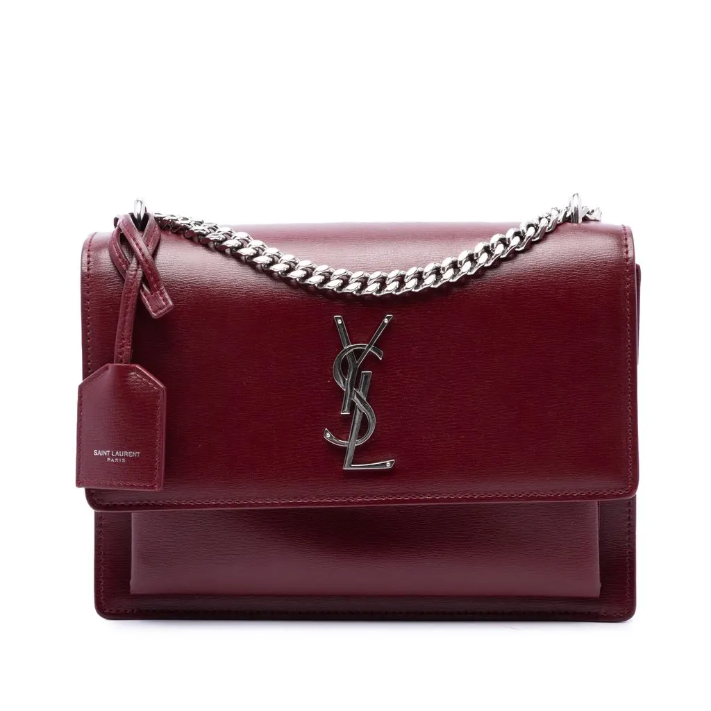 Saint Laurent Medium Calfskin Monogram Sunset Crossbody Red Leather Good - Front View