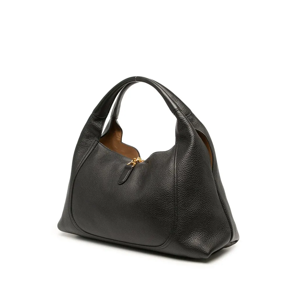 Gucci Maxi Grained Calfskin Softbit Hobo Black Leather Very good - Back View