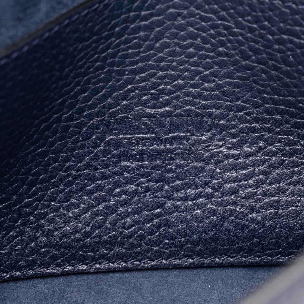 Valentino Medium Pebbled Calfskin Rockstud Flip Lock Crossbody Blue Leather Very good - Box View