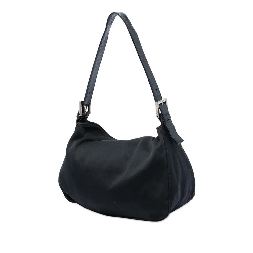 Fendi Neoprene Double Flap Shoulder Bag Black Very good - Back View