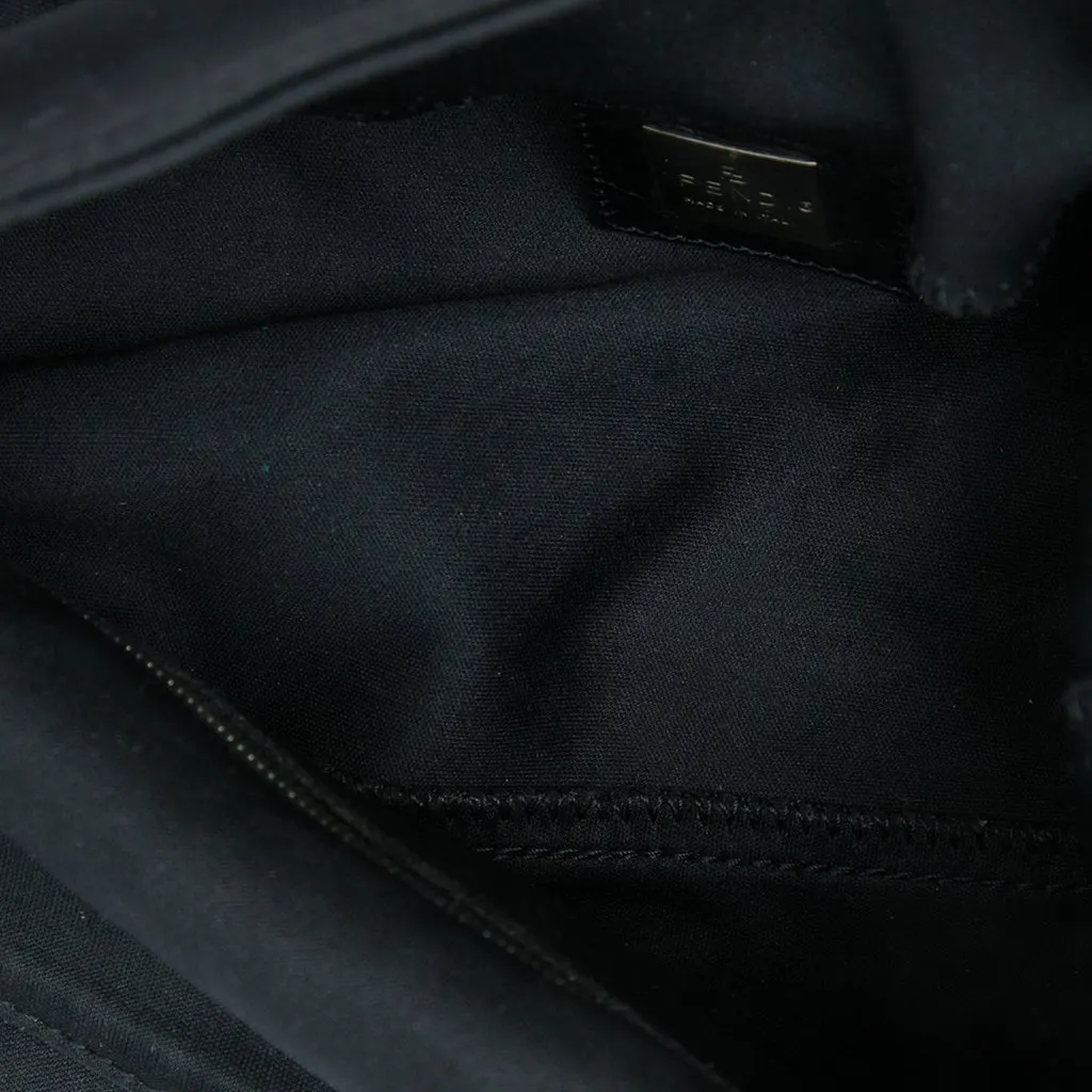 Fendi Neoprene Double Flap Shoulder Bag Black Very good - Model View