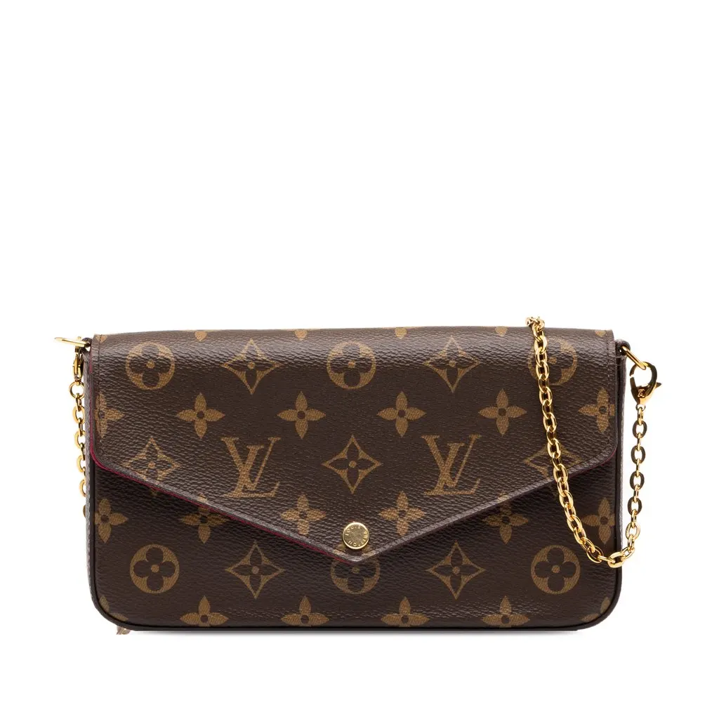 Louis Vuitton Monogram Pochette Felicie Brown Canvas Good - Front View