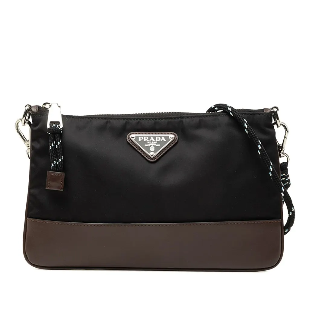 Prada Bicolor Vitello Trimmed Re Nylon Speedrock Smartphone Case Black Polyamide Very good - Front View