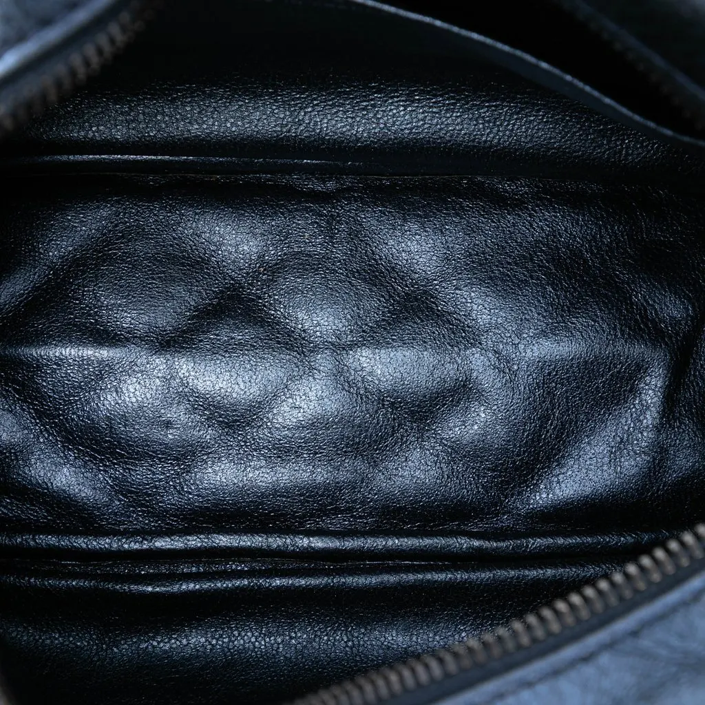 Chanel Small Metallic Quilted Aged Calfskin Reissue Camera Bag Blue Leather Very good - Model View