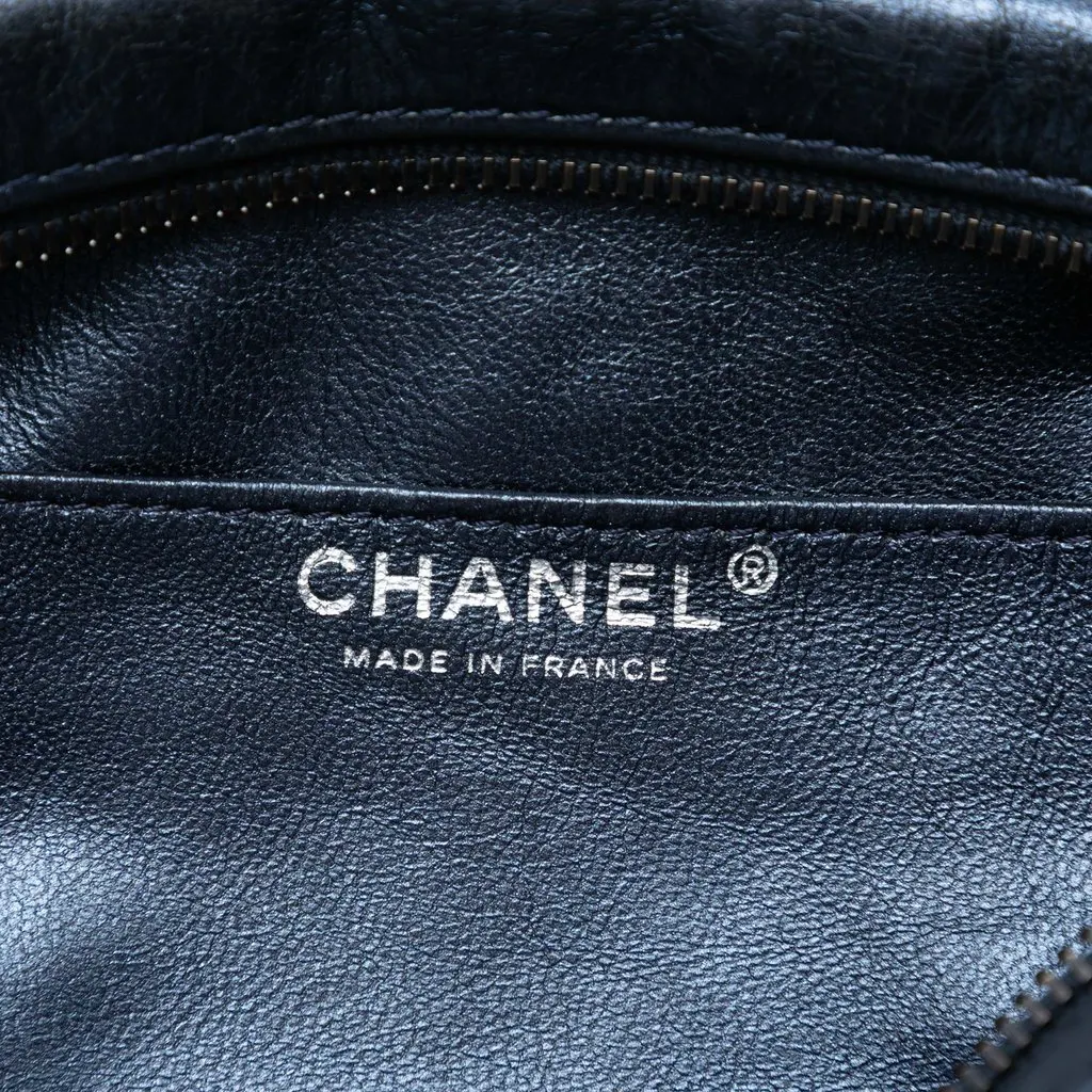 Chanel Small Metallic Quilted Aged Calfskin Reissue Camera Bag Blue Leather Very good - Box View