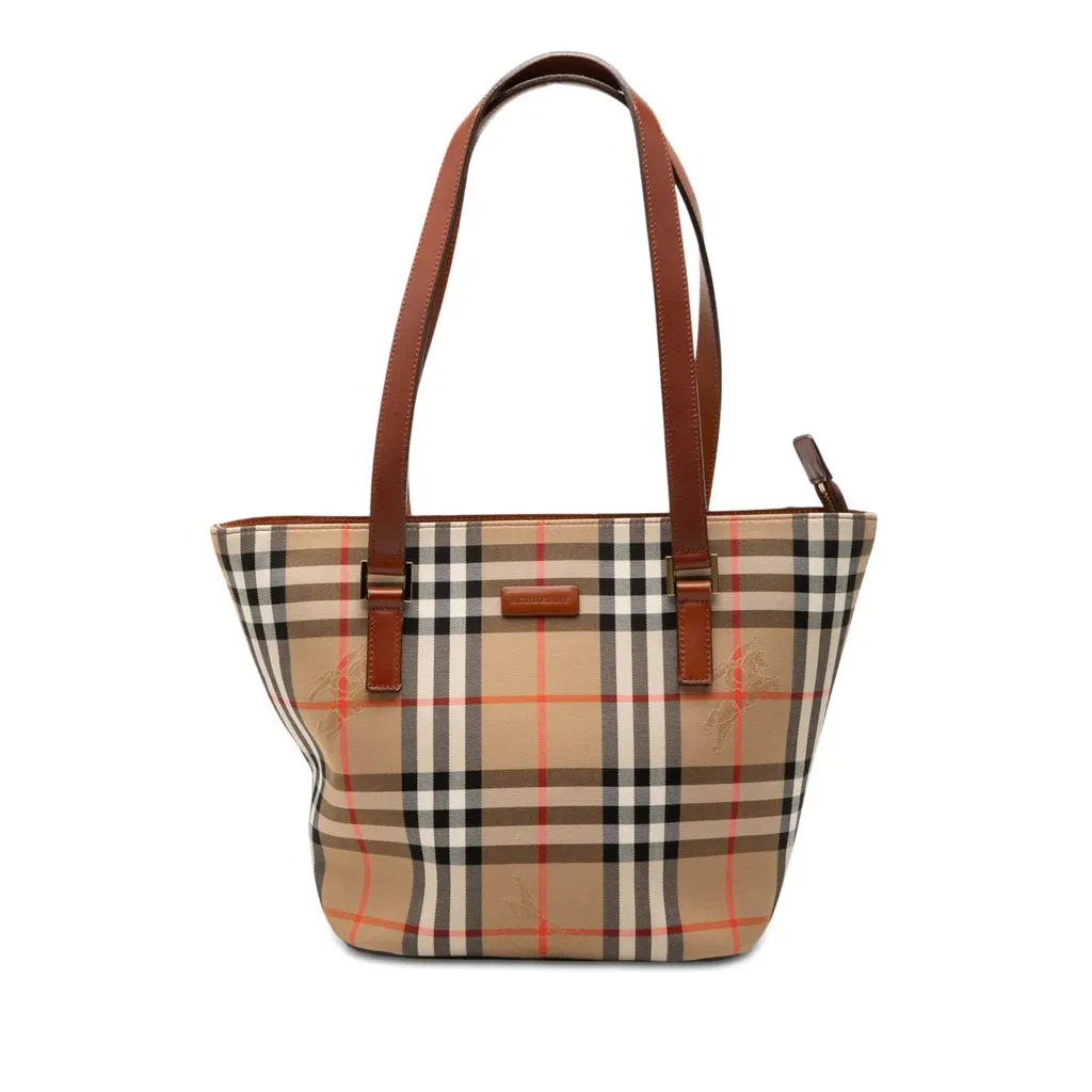 Burberry Haymarket Check Canvas Tote Beige Very good - Front View