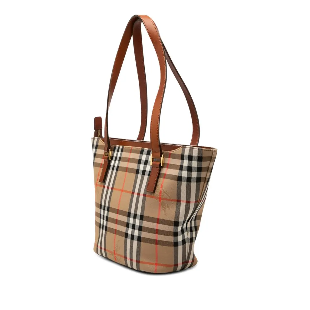 Burberry Haymarket Check Canvas Tote Beige Very good - Back View