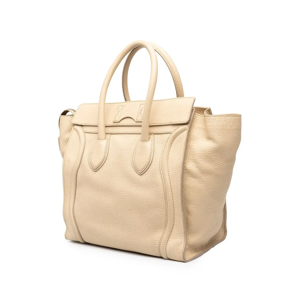 Celine Mini Calfskin Luggage Tote Brown Leather Good - Back View