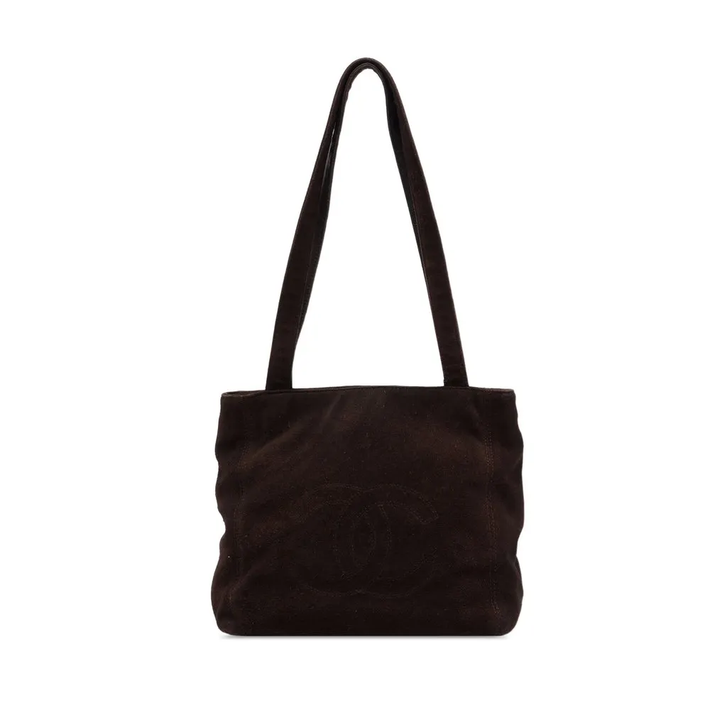 Chanel CC Suede Tote Brown Leather Very good - Front View