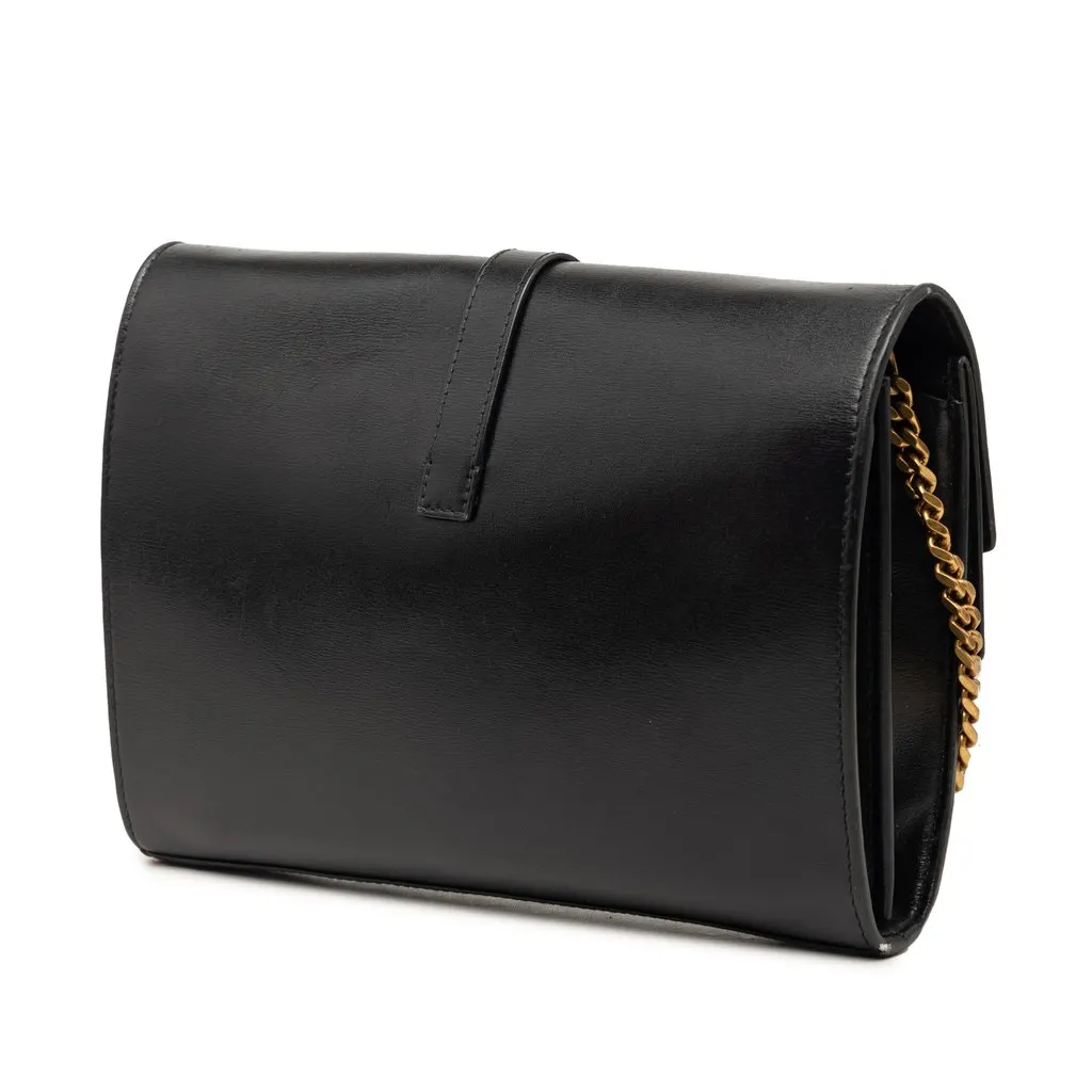 Saint Laurent Leather Monogram Sulpice Wallet on Chain Black Leather Very good - Back View
