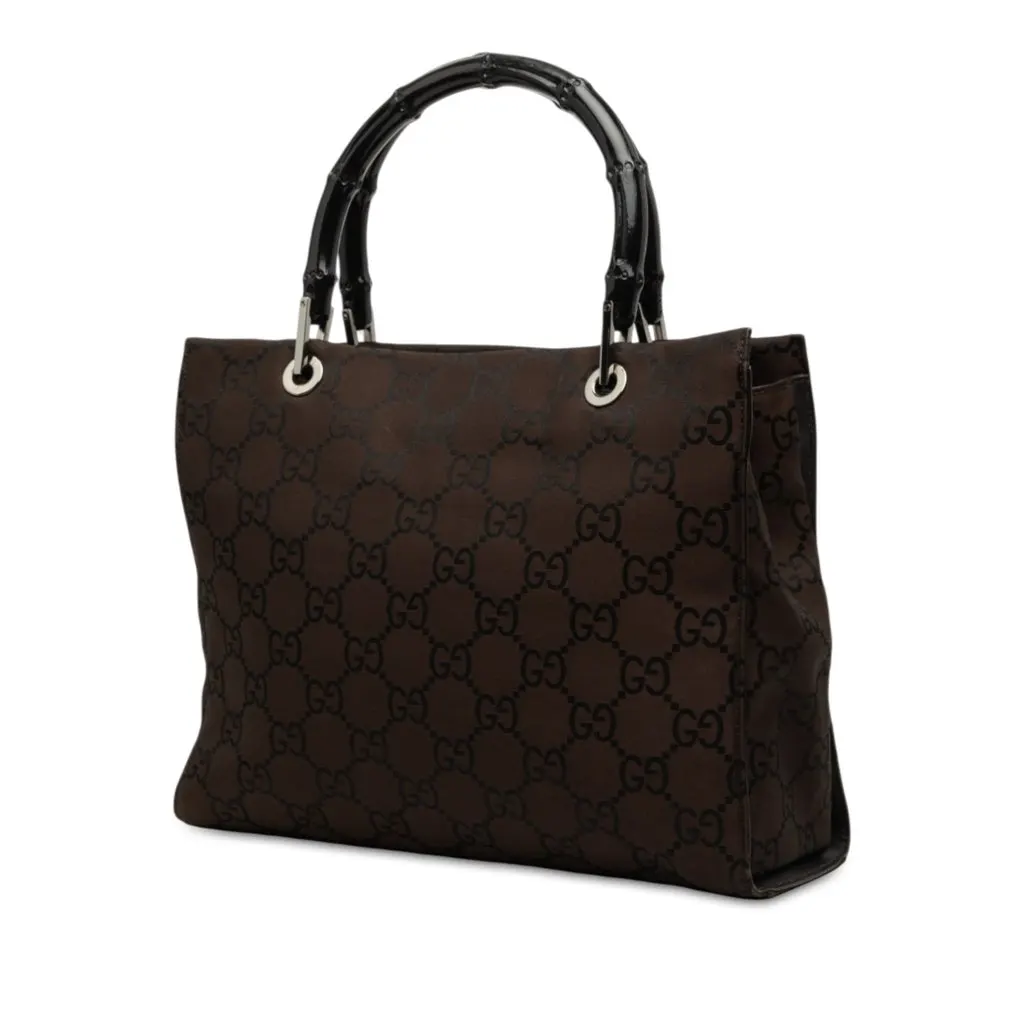 Gucci GG Nylon Bamboo Satchel Brown Very good - Back View