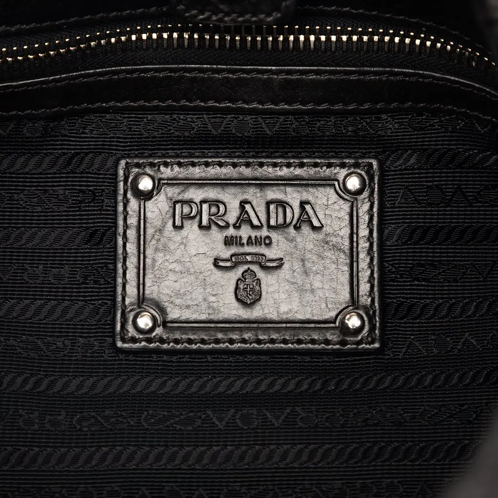 Prada Nappa Mordore Ruffle Hobo Black Leather Very good - Box View