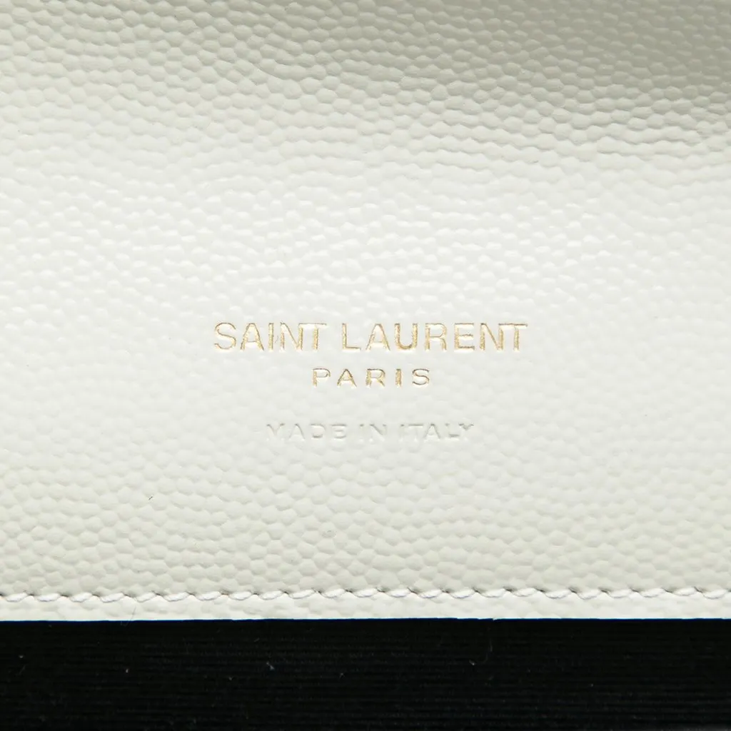 Saint Laurent Grain De Poudre Triquilt Monogram Envelope Clutch White Leather Very good - Box View