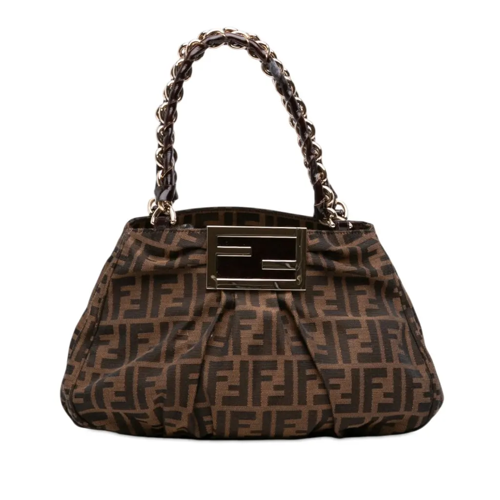 Fendi Small Zucca Canvas Mia Chain Tote Brown Very good - Front View