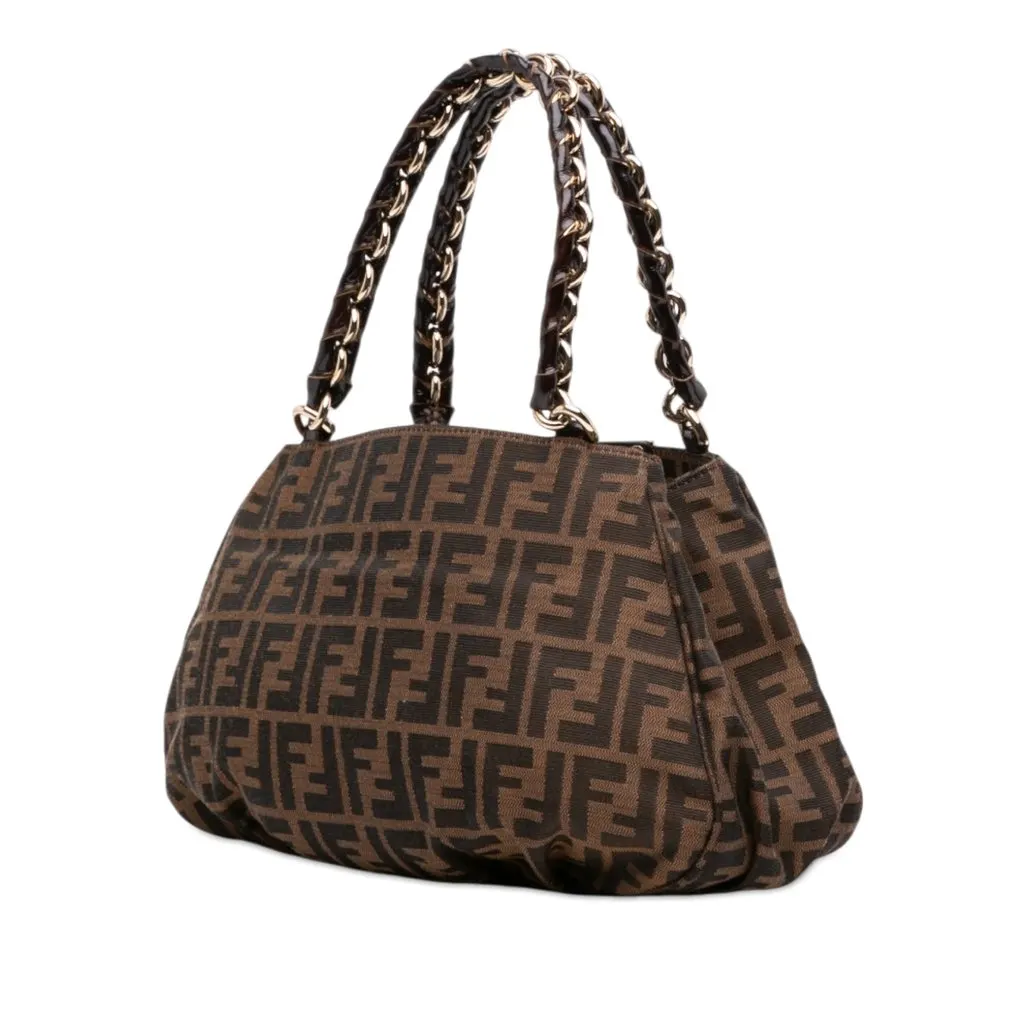 Fendi Small Zucca Canvas Mia Chain Tote Brown Very good - Back View