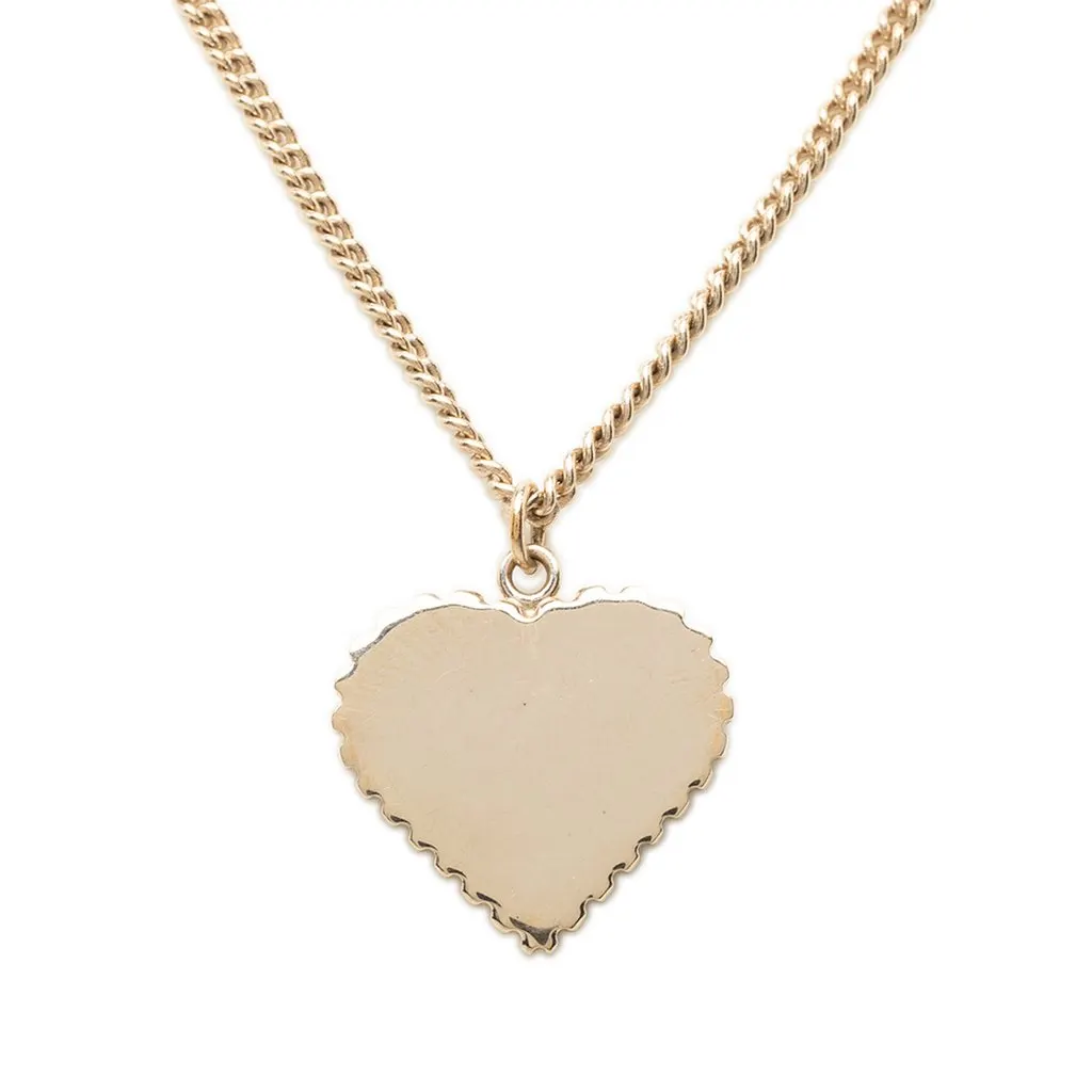 Chanel CC Gold Plated Enamel Heart Pendant Necklace Gold Metal Very good - Model View