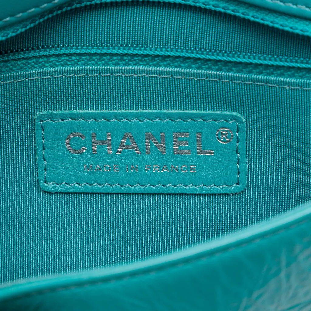 Chanel Small Quilted Crumpled Calfskin Bi Vintage Full Flap Blue Leather Very good - Box View