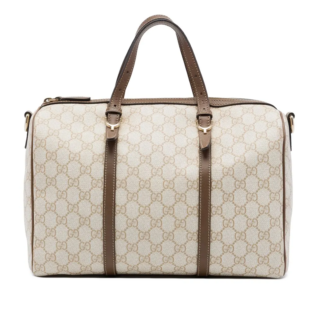 Gucci Medium GG Supreme Nice Boston Bag Beige Canvas Good - Front View