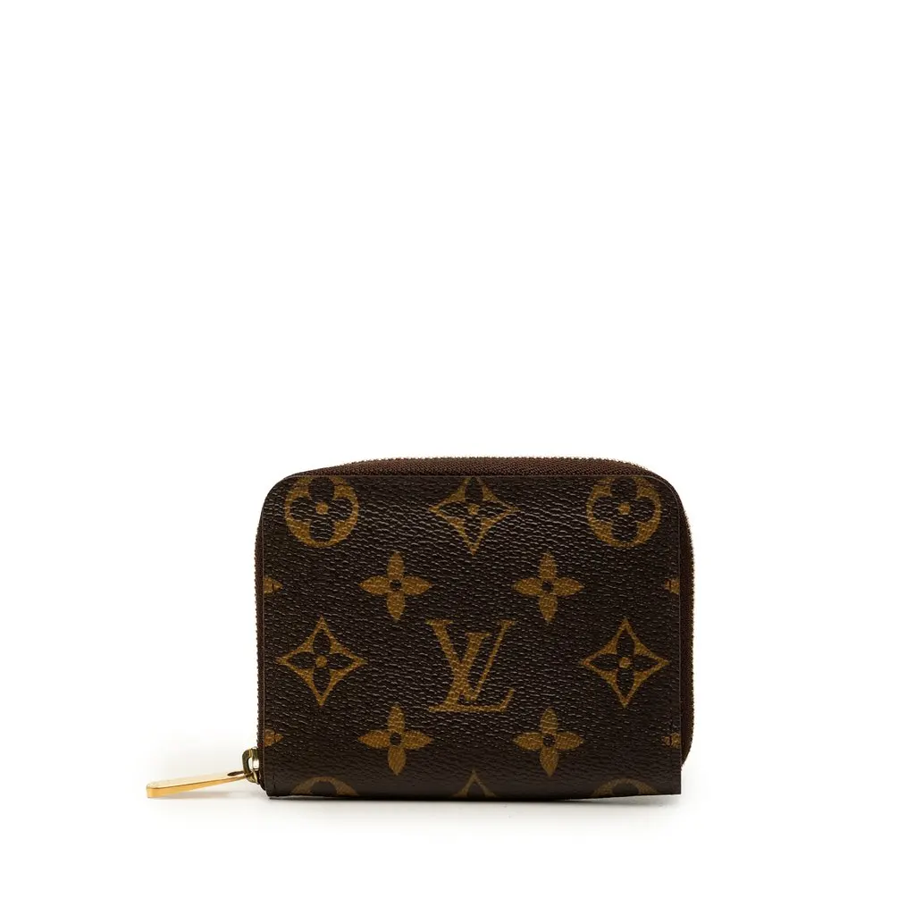 Louis Vuitton Monogram Zippy Coin Purse Brown Canvas Good - Front View