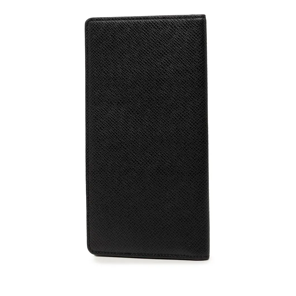 Louis Vuitton Taiga Brazza Wallet Black Leather Very good - Back View